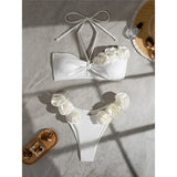 2026 Sexy 3D Flowers Halter Brazilian Bikini Women Swimwear Female Swimsuit Two-Pieces Bikini Set Bather Bathing Suit Swim V5236