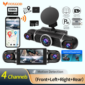 360-Degree Car DVR Dash Cam 1080P Free 64G Memory Card+Rear Camera Driving Recorder 24Hr Parking Monitoring WiFi GPS APP Control