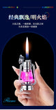 Retro Glow in The Dark Horse Light Inflatable Lighter with Grinding Wheel Inflatable Transparent Chamber LED Color Light Lighter