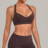 Halter Yoga Bra Women's Backless Sports Fitness Underwear Breathable Runnings Push Up Crop Top Female Yoga Workout Underwear