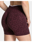 Women's High Waisted Leopard Print Yoga Shorts — Seamless Tummy Control Workout Biker Shorts for Gym, Fitness, and Running