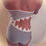 Women Sexy Shark Connected With Decorative Chain Swimwear Sexy Gather Backless Split Bathing Bodysuit Swimming Suit Beach Wear