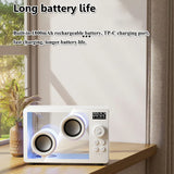 Mini Transparent Bluetooth Speaker Wireless Powerful Bass Music Box Soundbar with Colorful Atmosphere Light Support TF Card Play