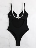 2025 Splicing Underwired V-Bar Women Micro Thong Swimwear One Piece Swimsuit Female Backless Monokini High Cut Bathing Suit Swim