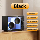 Mini Transparent Bluetooth Speaker Wireless Powerful Bass Music Box Soundbar with Colorful Atmosphere Light Support TF Card Play