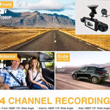 4Lens WIFI 360°Camera 1080P DashCam for Cars GPS Video Recorder Car Dvr Rear View Camera Night Vision Parking Monitor Black Box