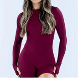 Sports Overall Bodysuit Women Seamless Jumpsuit Gym One-piece Suit Workout Outfits Backless Yoga Tights Long Sleeve Activewear
