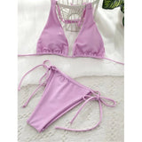 Sexy 11 Color Halter Mini Micro Thong Bikini Female Swimsuit Women Swimwear Two-Pieces Bikini Set Bather Bathing Suit Swim V4064