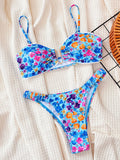 Flowers Printed U Neck Bikini Female Swimsuit Women Swimwear Two-pieces Bikini Set High Cut Bather Bathing Suit Swim Beach Wear
