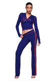 Iamgia New Front Shoulder Slim Fit Letter Printed Open Line Design Slim Fit Hooded Zipper Short Jacket Pants Set
