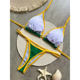 G-string Thong Brazilian Bikini Women Swimwear Female Swimsuit Two-pieces Bikini Set Bather Brasil Flag Bathing Suit Beachwear