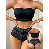 New Product: Blue No Steel Ring Strapless Lace 2-piece Party Beach Women's Underwear Set That Can Be Worn Outside J3440