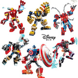 Disney Avengers Captain America Thor Spider-Man Thanos Mecha Boy Fighting Insert Model Building Block Minifigure Children's Toys