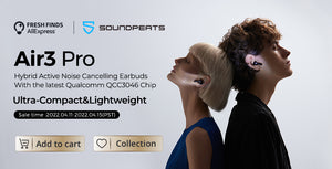 SoundPEATS Air3 Pro Hybrid ANC Noise Cancelling Bluetooth V5.2 Wireless Earbuds With QCC3046 AptX-Adaptive Gaming Mode Earphones