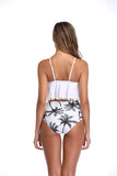 New Pom Ruched Ruffle Bikini Sets Woman Flamingos Swimsuit High Waist Bathing Suit Adjustable Straps Bathing Suit Swimwear - Virtual Blue Store