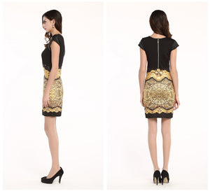 Women's Short-sleeve Print Dress - Virtual Blue Store