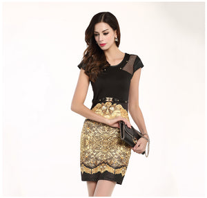 Women's Short-sleeve Print Dress - Virtual Blue Store