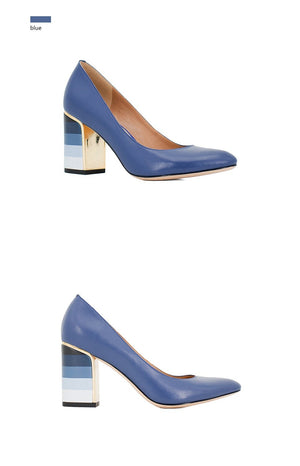 Square Heel Sheepskin Round Toe Shoes - Virtual Blue Store