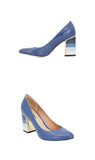 Square Heel Sheepskin Round Toe Shoes - Virtual Blue Store