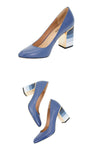 Square Heel Sheepskin Round Toe Shoes - Virtual Blue Store