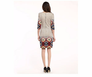 Women Half Sleeves V-Neck Dress - Virtual Blue Store