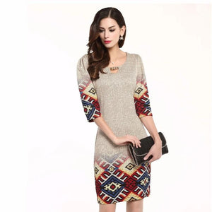 Women Half Sleeves V-Neck Dress - Virtual Blue Store