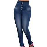 High Waist Women Buttons Jeans