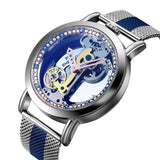 Creative Automatic Mechanical Watch Tourbillon Watches Transparent Diamonds Men Luxury Skeleton Self Winding Steel Mesh Clocks - Virtual Blue Store