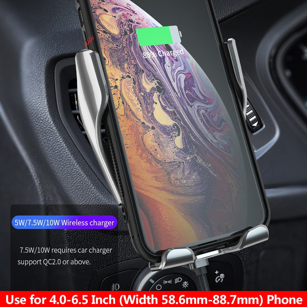 FDGAO 10W Automatic Clamping Qi Wireless Car Charger Mount For IPhone 11 XS XR X 8 Fast Charging Phone Holder for Samsung S10 S9 - Virtual Blue Store