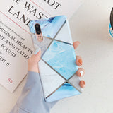 Plating Geometric Marble Phone Case - Virtual Blue Store