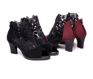 Mesh Peep Toe Sandals Summer Sexy Heels Single Shoes - Virtual Blue Store