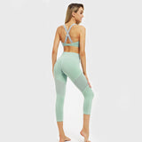 GXQIL Gym Clothing Fitness Suit Women Mesh Yoga Set Woman Sportswear Dry Fit Workout Clothes Femme Outfit Green Pink new - Virtual Blue Store