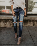 Women Bleached Ripped Jeans - Virtual Blue Store