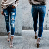 Women Bleached Ripped Jeans - Virtual Blue Store