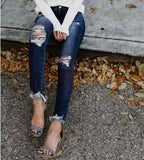 Women Bleached Ripped Jeans - Virtual Blue Store