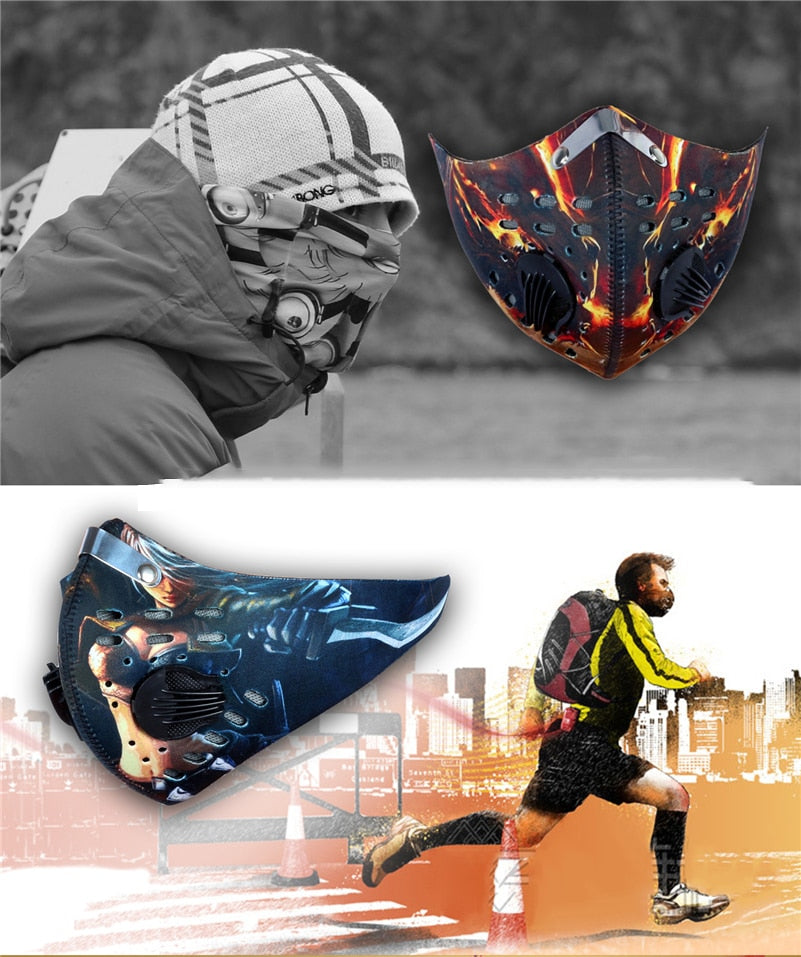 Activated Carbon Filter Cycling Face Mask - Anti-Pollution, Cotton, One Size, Unisex