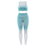 New Gradient Women Fitness Yoga Set Tracksuit Sexy Sportswear Female Sports Suit Workout Gym Wear Jogging Running Clothing - Virtual Blue Store