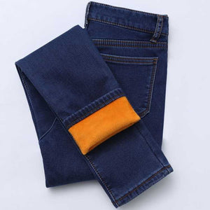 Women Gold Fleeces Inside Jeans - Virtual Blue Store