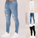 Slim Casual Hole Ripped Jeans - Virtual Blue Store