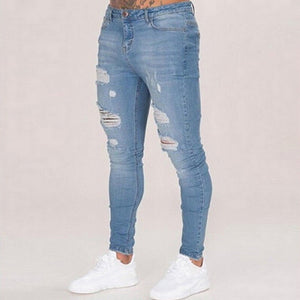Slim Casual Hole Ripped Jeans - Virtual Blue Store