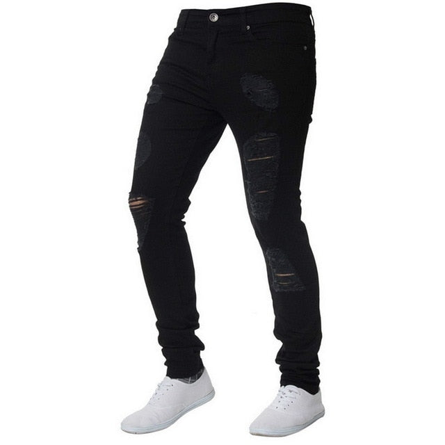 Slim Casual Hole Ripped Jeans - Virtual Blue Store