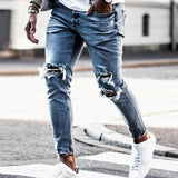 Men Streetwear Destroyed Ripped Jeans - Virtual Blue Store