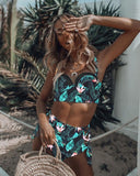 Leaf Print Vintage Retro Bikinis - Virtual Blue Store