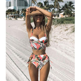 Leaf Print Vintage Retro Bikinis - Virtual Blue Store