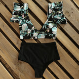 Floral Ruffled Hem Bikini Set - Virtual Blue Store