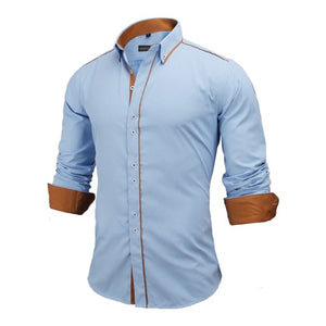 Men Slim Fit Male Shirt - Virtual Blue Store