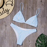 Triangle Solid Bathing Suit - Virtual Blue Store