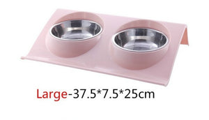 Stainless Steel Double Dog Cat Bowls - Virtual Blue Store