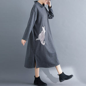 Women Embroidered Casual Loose Dress - Virtual Blue Store