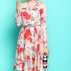 Women's Bright Silk Chiffon Dress - Virtual Blue Store